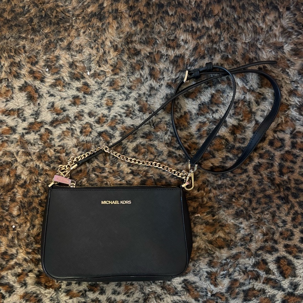Michael Kors Black Crossbody Bag with Gold Hardware